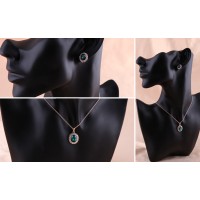 Ensemble Collier et Boucles d'oreilles Splendeur de l'Émeraude - Vert Profond