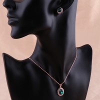 Ensemble Collier et Boucles d'oreilles Splendeur de l'Émeraude - Vert Profond